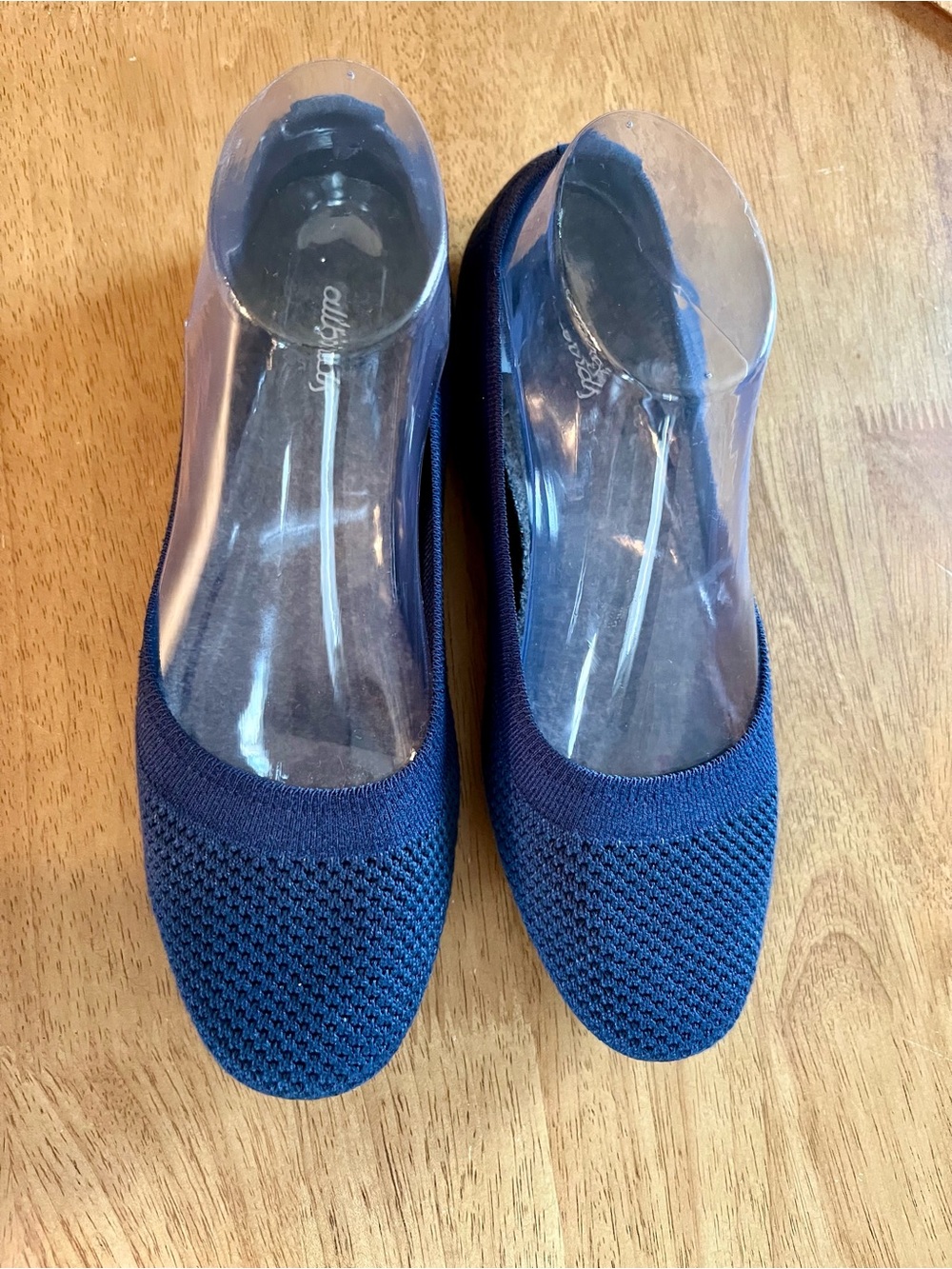 Allbirds Tree Breezers Flats Womens Size 8 Navy Blue Knit Ballet Slip On Shoes